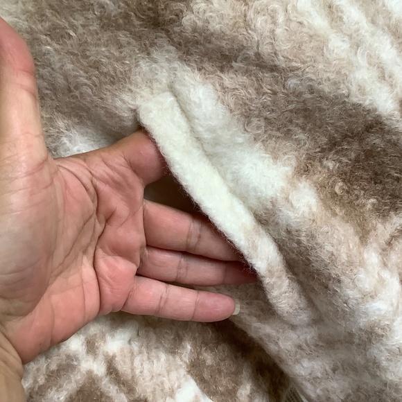 Sonia & Kyo Pauline Plaid Jacket with Knit Sleeves Cream SZ L - Picture 8 of 15